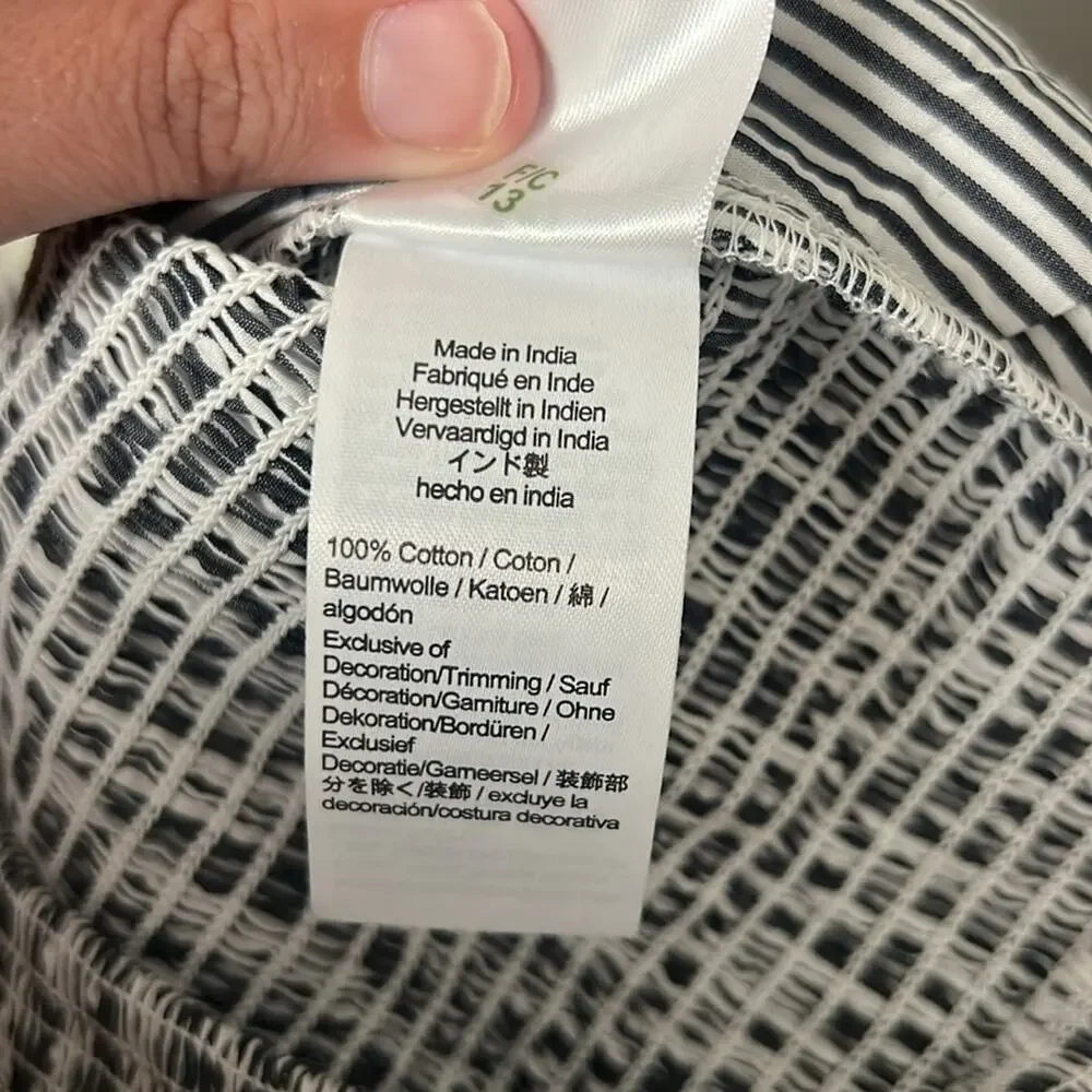 NWT J. Crew Puff-sleeve organic cotton cropped top in stripe Size Small